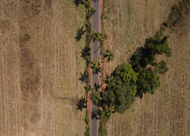 An Aerial shot of Parra Road in Goa, India
