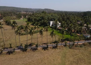 An Aerial shot of Parra Road in Goa, India