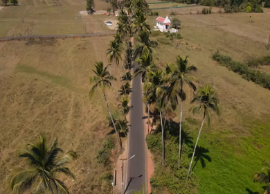 An Aerial shot of Parra Road in Goa, India