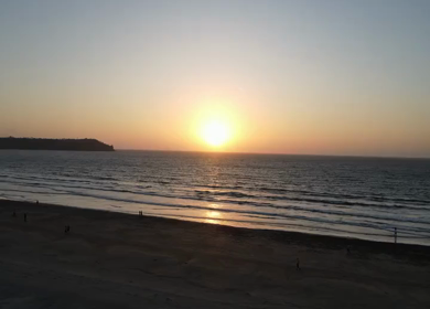 An Aerial shot of Sunset at Miramar Beach in Panjim, Goa, India