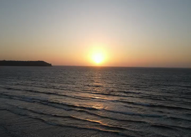 An Aerial shot of Sunset at Miramar Beach in Panjim, Goa, India