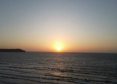 An Aerial shot of Sunset at Miramar Beach in Panjim, Goa, India