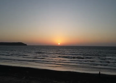 An Aerial shot of Sunset at Miramar Beach in Panjim, Goa, India