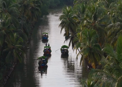 Aerial drone shot of backwaters in Honnavar Karnataka India