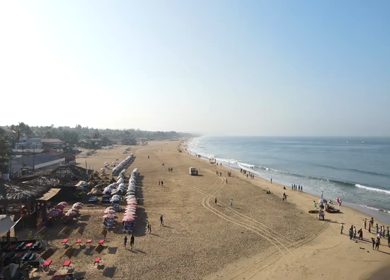 An Aerial shot of Baga Beach at Goa, India