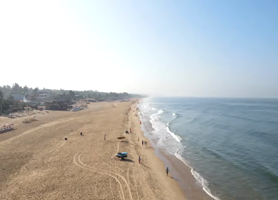 An Aerial shot of Baga Beach at Goa, India