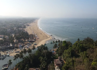 An Aerial shot of Baga Beach at Goa, India