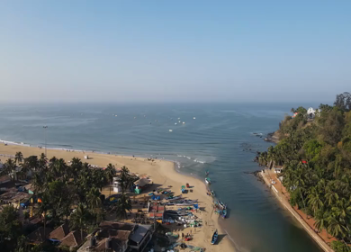 An Aerial shot of Baga Beach at Goa, India