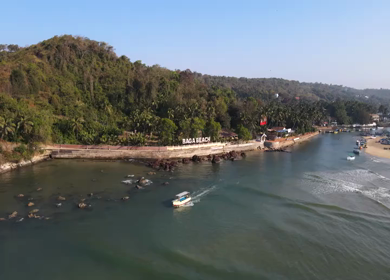 An Aerial shot of Baga Beach at Goa, India