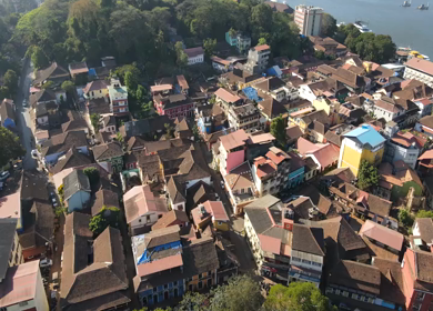 An Aerial shot of Fontainhas in Panjim at Goa, India