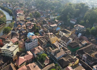 An Aerial shot of Fontainhas in Panjim at Goa, India