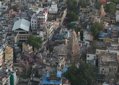 Aerial view of Jagdish Temple in Udaipur Rajasthan