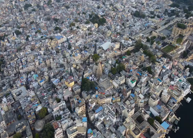 Aerial view of Jagdish Temple in Udaipur Rajasthan