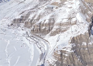 Aerial view of Key Monastery in Spiti Valley Himachal Pradesh India