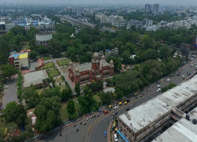 Aerial view of Mahatma Gandhi Hall in Indore Madhya Pradesh India