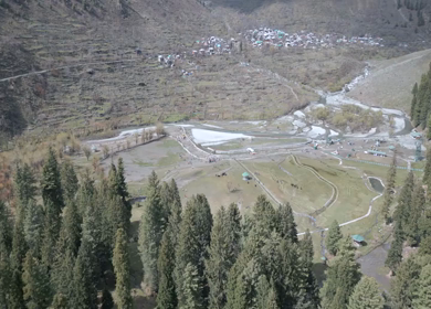 Aerial view of Pahalgam valley in Kashmir Jammu India