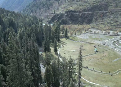 Aerial view of Pahalgam valley in Kashmir Jammu India