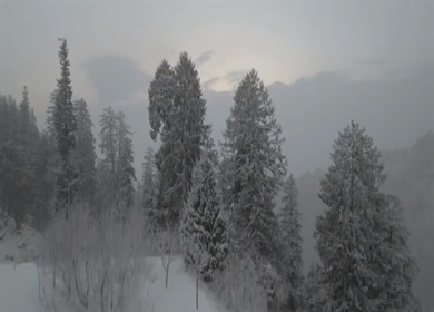 Aerial view of snow covered village in Manali Himachal Pradesh India