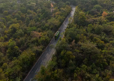 Aerial view of winding hill roads in Coimbatore Tamil Nadu