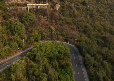 Aerial view of winding hill roads in Coimbatore Tamil Nadu