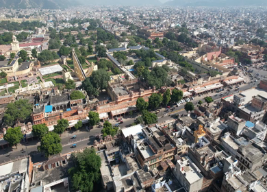 An Aerial Shot of Bapu Bazar at Jaipur, Rajashthan,India