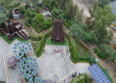 An aerial shot of the beautiful Bharat Darshan Park at Punjabi Bagh,New Delhi,India