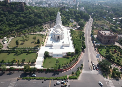 An Aerial Shot of Birla Mandir at Jaipur in Rajasthan,India