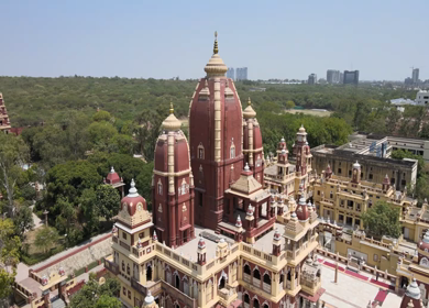 An Aerial Shot of Birla Mandir at New Delhi in India
