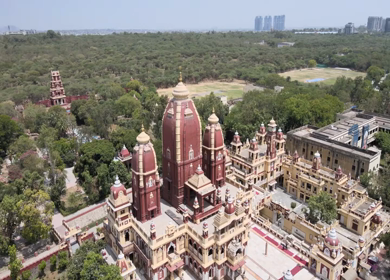 An Aerial Shot of Birla Mandir at New Delhi in India