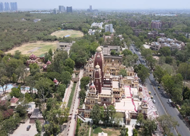 An Aerial Shot of Birla Mandir at New Delhi in India