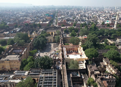 An Aerial Shot of City Palace at Jaipur in Rajasthan,India