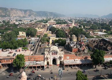 An Aerial Shot of City Palace at Jaipur in Rajasthan,India