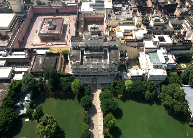 An Aerial Shot of City Palace at Jaipur in Rajasthan,India