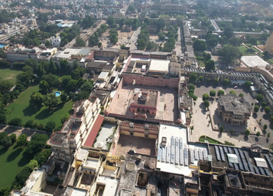 An Aerial Shot of City Palace at Jaipur in Rajasthan,India