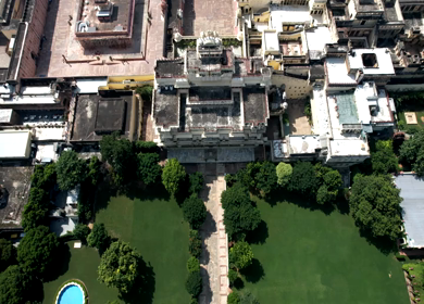 An Aerial Shot of City Palace at Jaipur in Rajasthan,India