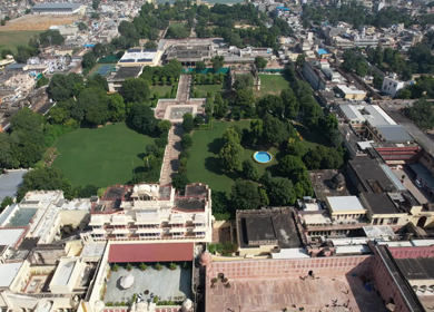 An Aerial Shot of City Palace at Jaipur in Rajasthan,India