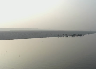 An Aerial shot of Ganga Ghat at Ganga River at Varansi,Banaras, Uttar Pradesh,India