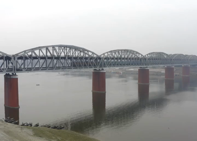 An Aerial shot of Ganga Ghat at Ganga River at Varansi,Banaras, Uttar Pradesh,India