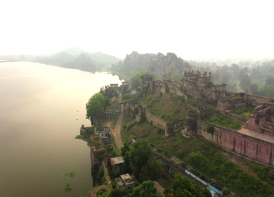 An Aerial Shot of Gwalior Fort at Gwalior, Madhya Pradesh, India