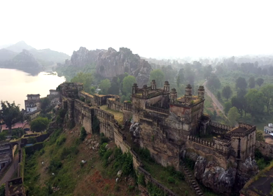 An Aerial Shot of Gwalior Fort at Gwalior, Madhya Pradesh, India