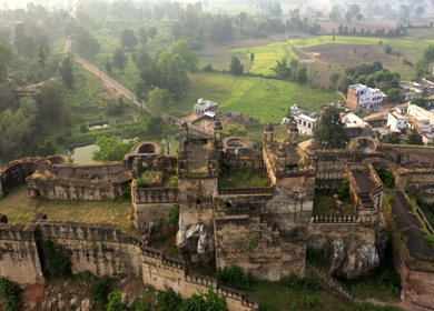 An Aerial Shot of Gwalior Fort at Gwalior, Madhya Pradesh, India