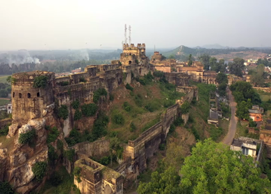 An Aerial Shot of Gwalior Fort at Gwalior, Madhya Pradesh, India