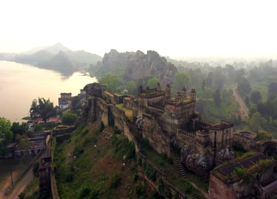 An Aerial Shot of Gwalior Fort at Gwalior, Madhya Pradesh, India