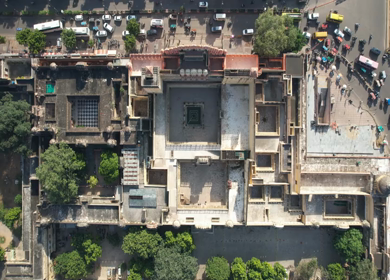 An Aerial Shot of Hawa Mahal at Jaipur in Rajasthan,India