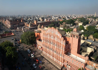 An Aerial Shot of Hawa Mahal at Jaipur in Rajasthan,India