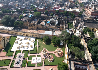 An Aerial Shot of Jantar Mantar at Jaipur in Rajasthan,India