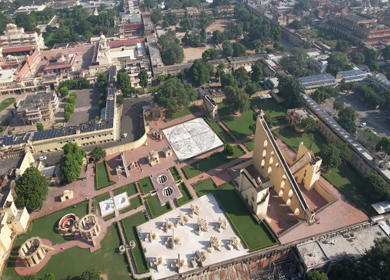 An Aerial Shot of Jantar Mantar at Jaipur in Rajasthan,India