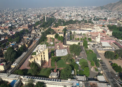 An Aerial Shot of Jantar Mantar at Jaipur in Rajasthan,India
