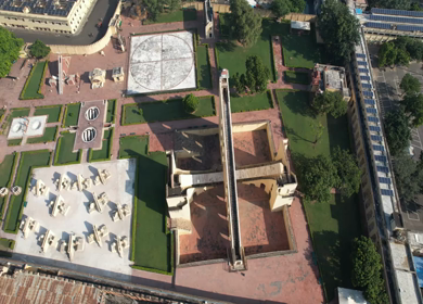 An Aerial Shot of Jantar Mantar at Jaipur in Rajasthan,India