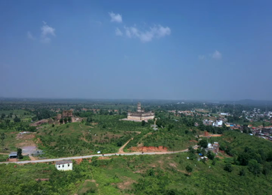 An Aerial Shot of Lakshmi Narayan Temple at Orchha, Madhya Pradesh, India